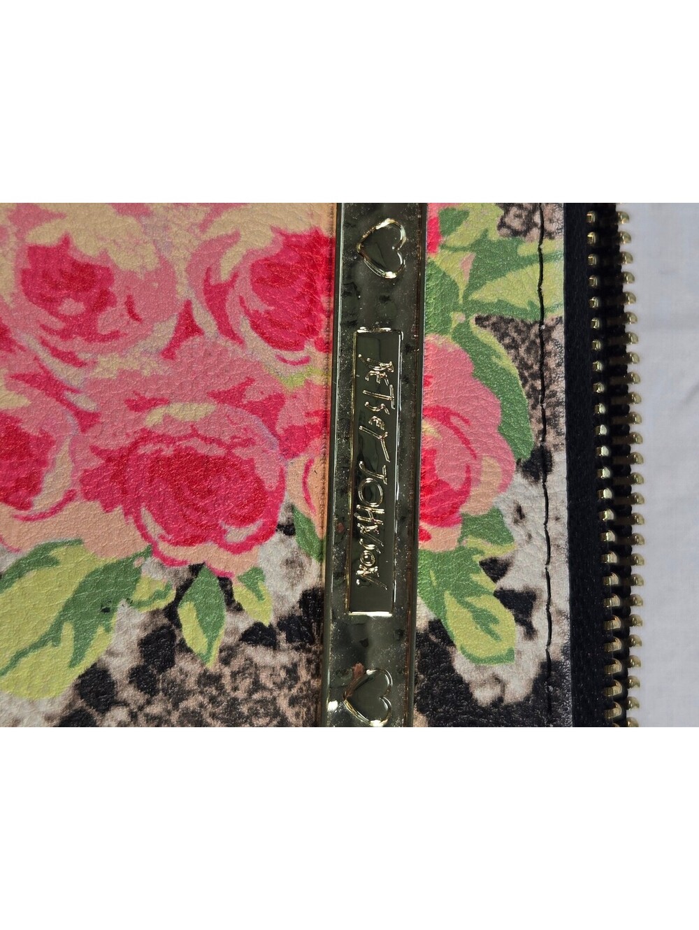 Vintage Betsey Johnson Floral Snakeskin Wristlet Wallet Boho - Picture 3 of 8
